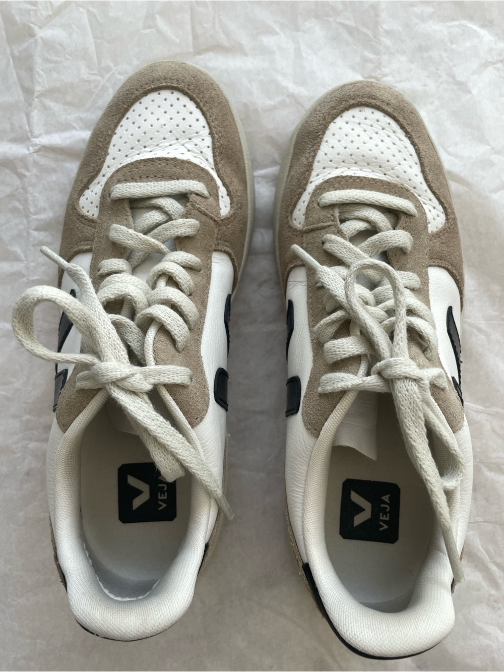 Veja Women’s Leather Sneakers in Beige, White & Black
